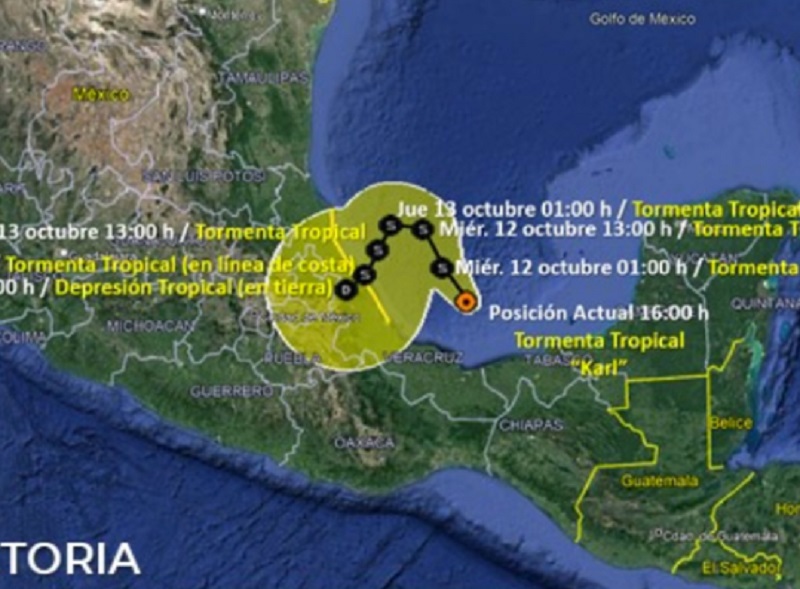 Se forma tormenta tropical Karl en Bahía de Campeche Desde el Balcon