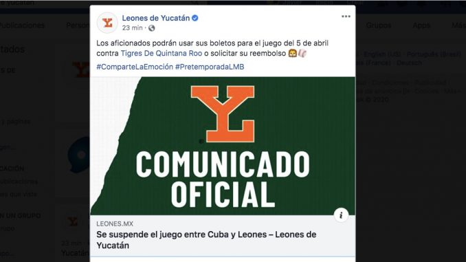 Suspenden juego entre Cuba y Leones de Yucatán - Desde el Balcon