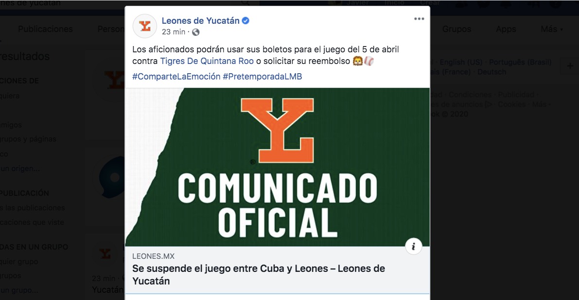 Suspenden juego entre Cuba y Leones de Yucatán - Desde el Balcon